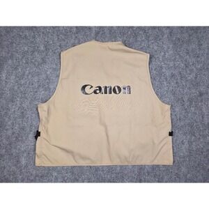 Vintage Canon Photography Vest Mens OSFA Tan Khaki Multi-Pocket Utility Made USA